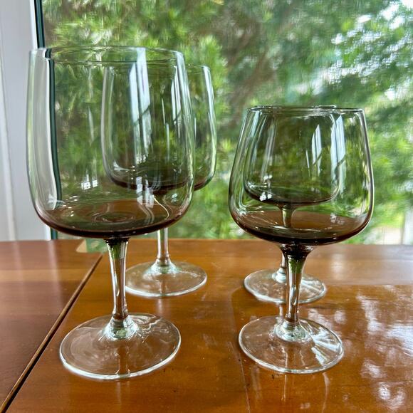 Vintage Holmegaard Mid-Century Modern Smokey Glass Water Goblets Set of 4 - Picture 1 of 7